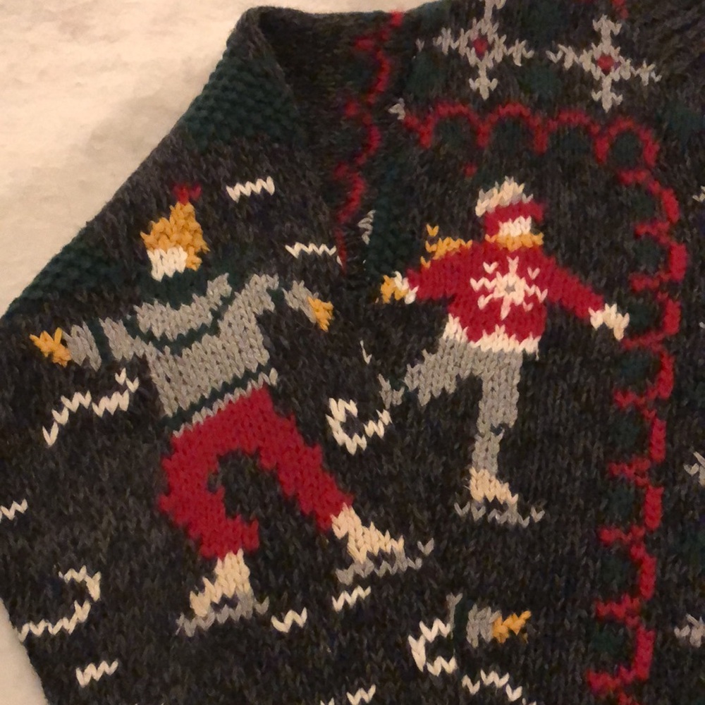 Eagle’s Eye Ice Skating Vintage Christmas Sweater Zip Front Womens Size Medium - Picture 3 of 15
